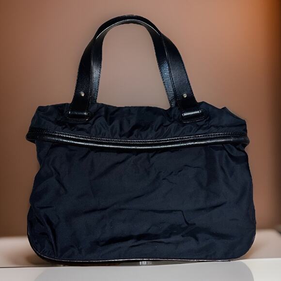 Kate Spade New York Nylon Tote Bag Black /Black Leather Trim Polka Dot Lining - Picture 5 of 9